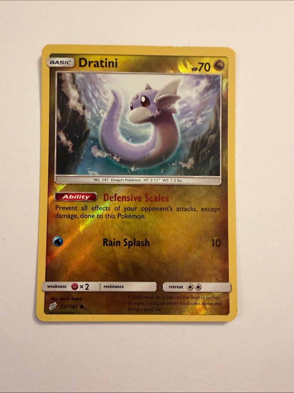 Reverse Pokemon Vintage Sun and Moon Team Up 117/181 Dratini